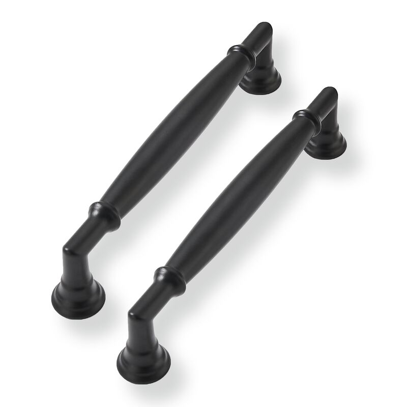 CABDM 2 Pack 5 Inch Hole Center Matte Black Cabinet Pulls Heavy Duty Solid Round Cabinet Pulls Kitchen Cabinet Hardware for Cupb