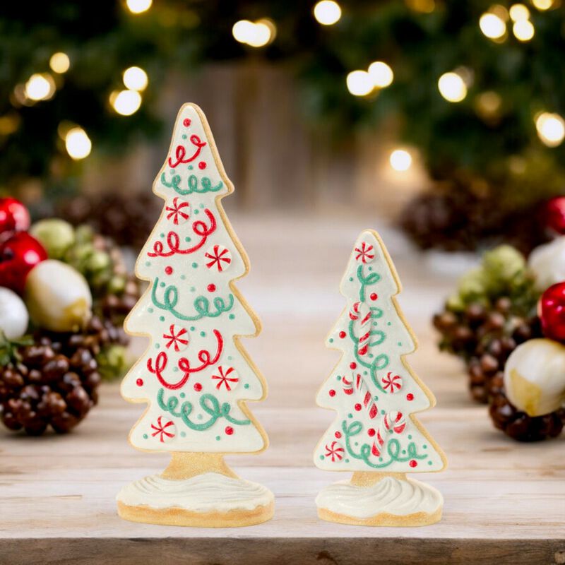 Set of 2 Gingerbread Christmas Trees for Holiday Decor