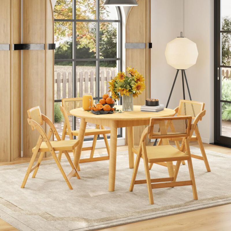 Hivvago Rattan Cane Folding Dining Chairs Set of 2 with Rotatable Backrests