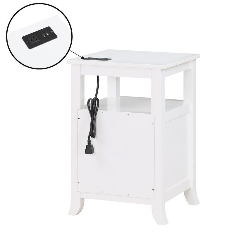 Convenience Concepts Melbourne 2 Drawer End Table with Charging Station and Shelf