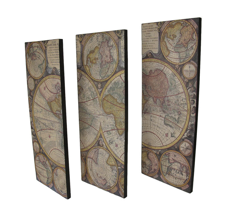 3 Piece Old World Map Canvas Prints image number 1