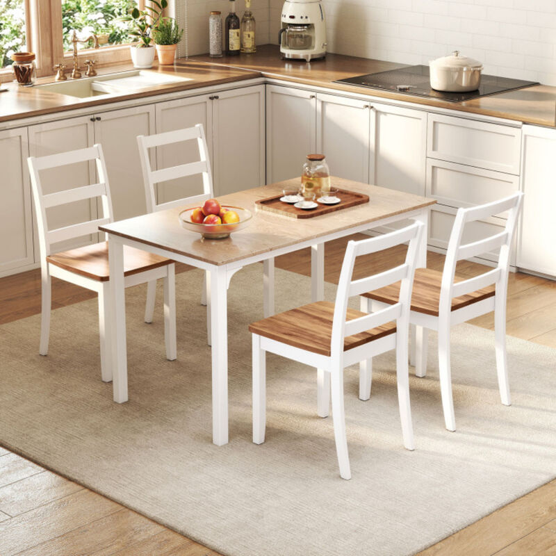 Solid Rubber Wood Dining Chairs Set of 4 Wooden Seating Set image number 3