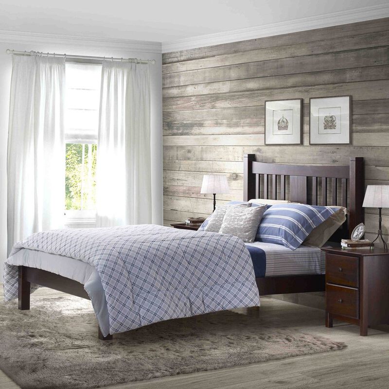 Solid Wood Farmhouse Platform Bed Frame with Headboard for Cozy Bedroom Decor
