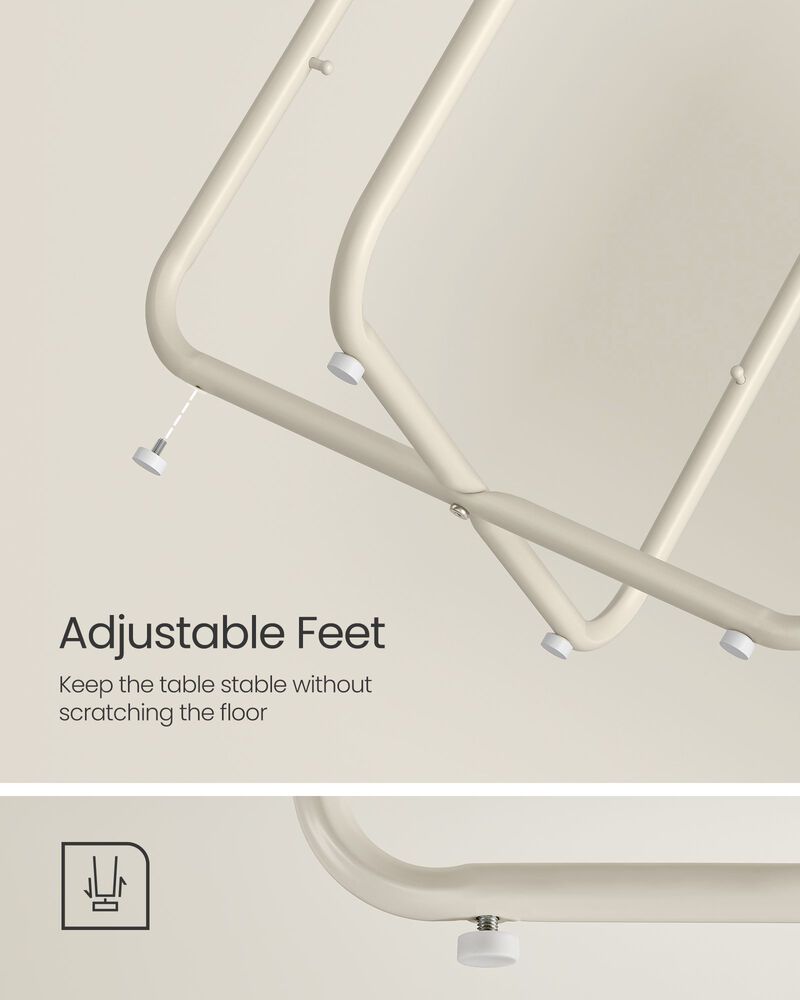 Bedside End Table with Fabric Bin &ndash; Small Accent Table with Storage Basket for Books, Blankets or Remotes