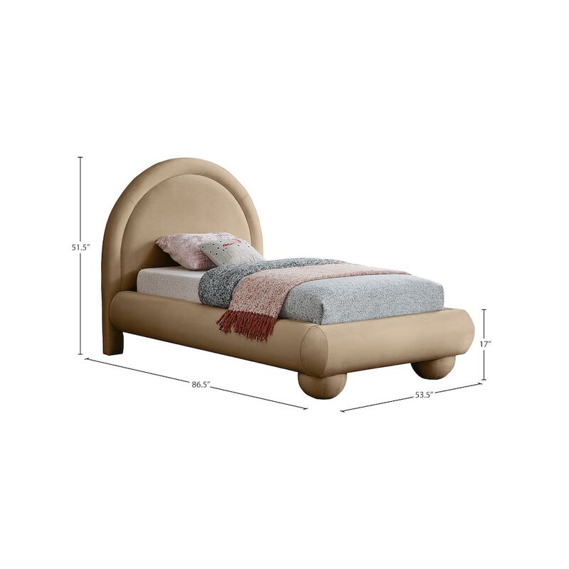 Meridian Furniture Madrid Beige Velvet Twin Bed