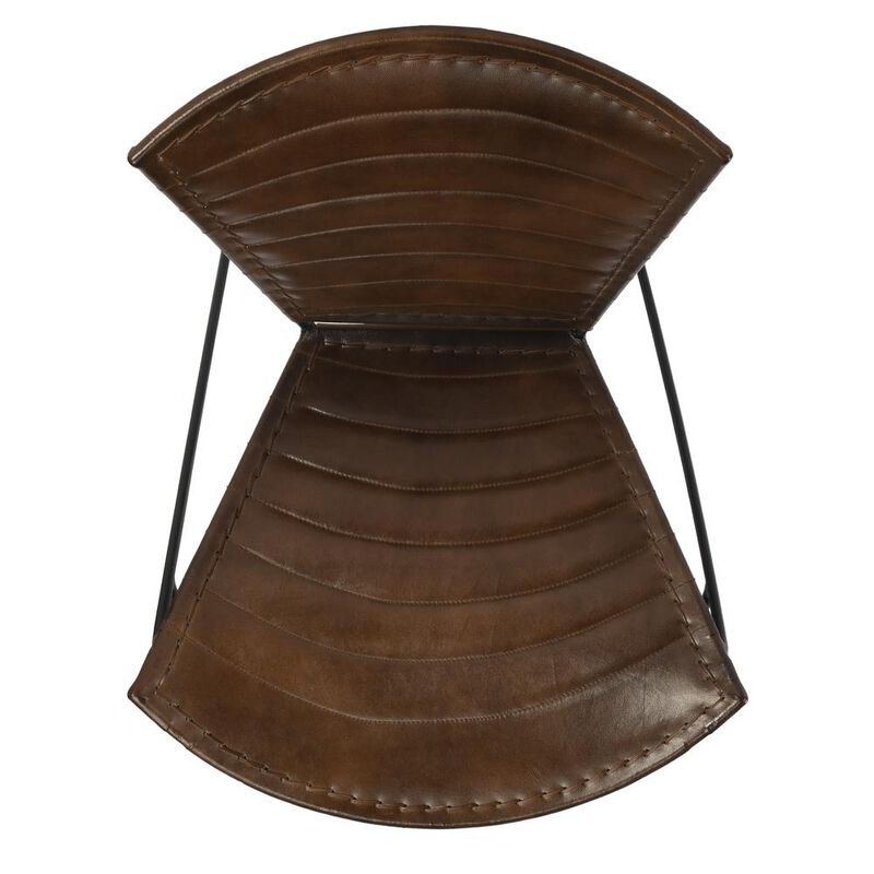 Curved Iron & Leather Accent Chair, Belen Kox
