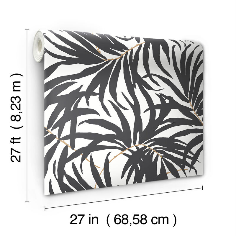 Bali Leaves Black Peel & Stick Wallpaper image number 3