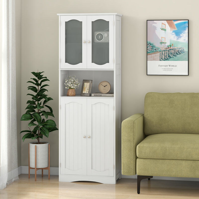 Frosted Glass Door Bathroom Cabinet Tall with Multiple Adjustable Shelves