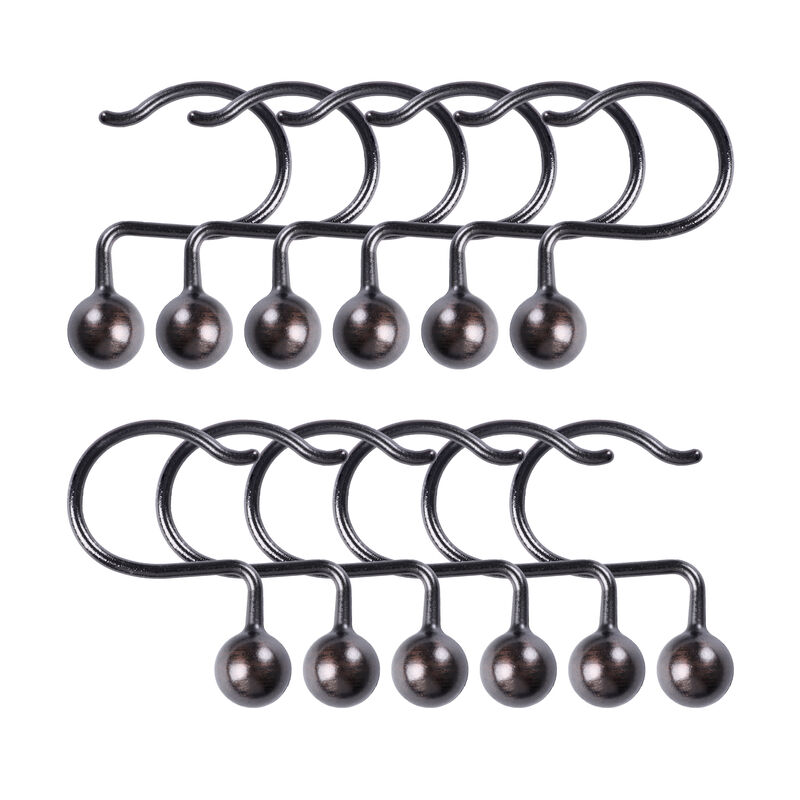 12-Piece Resistant Metal Shower Curtain Hooks image number 3