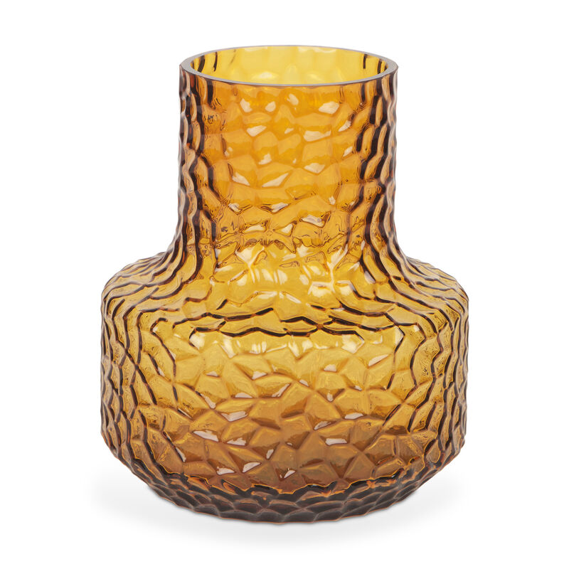 HomeRoots 7" Amber Glass Faceted Table Vase image number 2