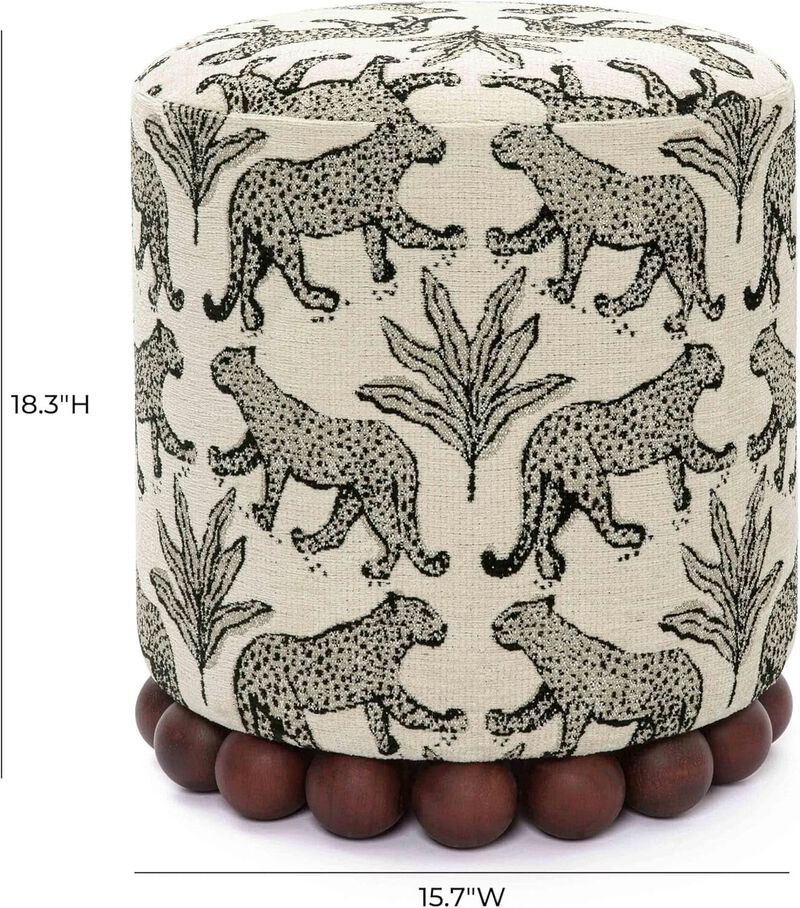 Dex Taupe Leopard Jacquard Ottoman Fully Assembled image number 3
