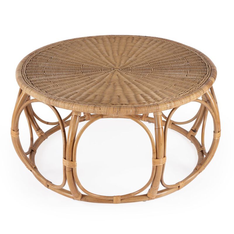 Butler Specialty Savannah Woven Rattan Round Coffee Table, Natural