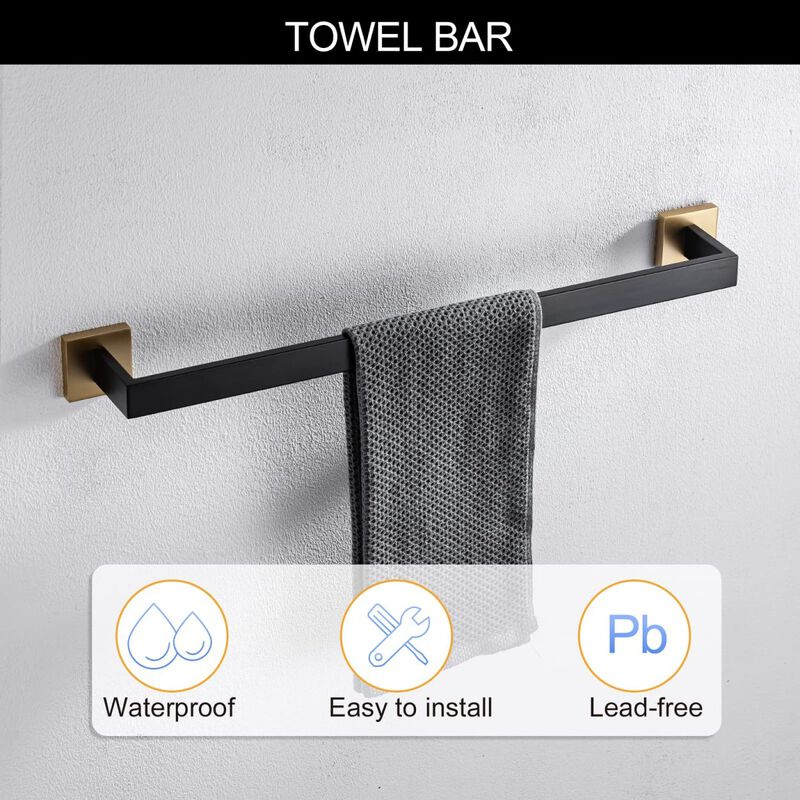 5 Pieces Bathroom Hardware Accessories Set Towel Bar Set Wall Mounted, Stainless Steel image number 4