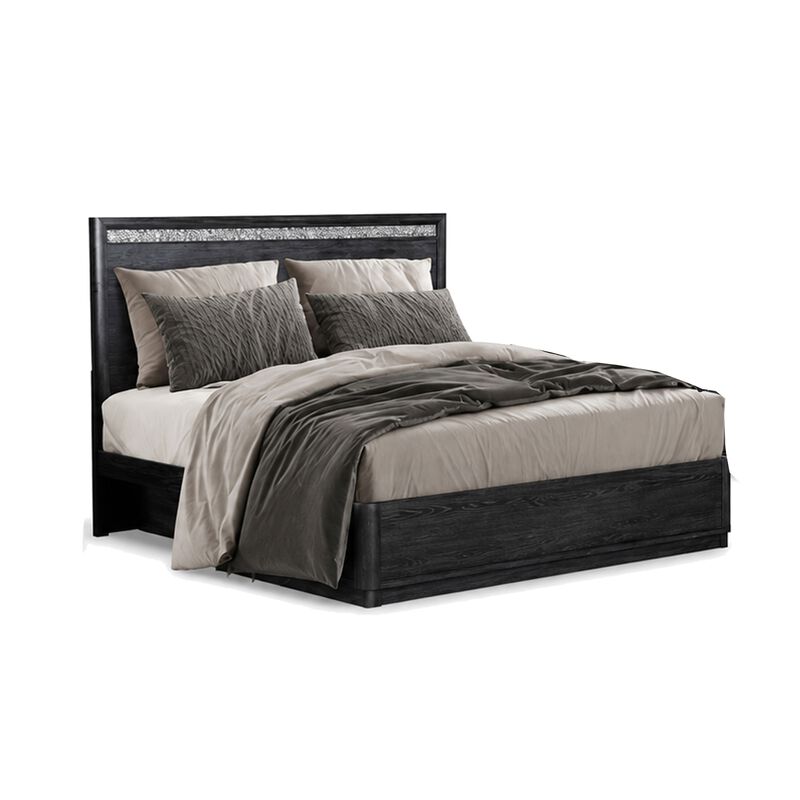 Zoko 5pc Queen Bedroom Set, USB Nightstand, Dresser Mirror, Gray Wood image number 2