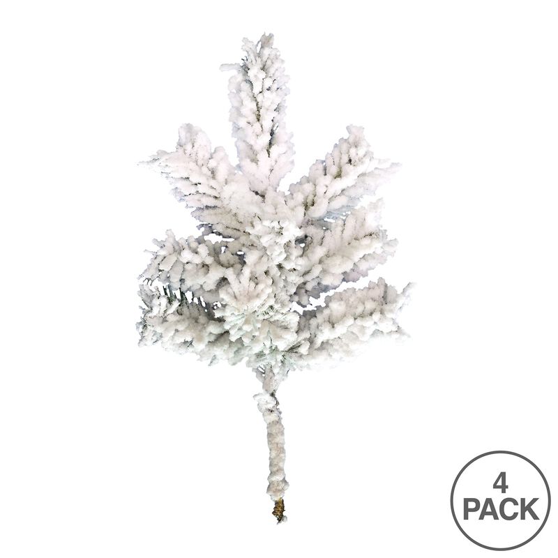 Vickerman 18" Flocked Alaskan Pine Artificial Christmas Spray - Includes 4 Sprays per Pack - Beautiful Snowy Spray - Realistic Looking Spray - Flocked Tips image number 1