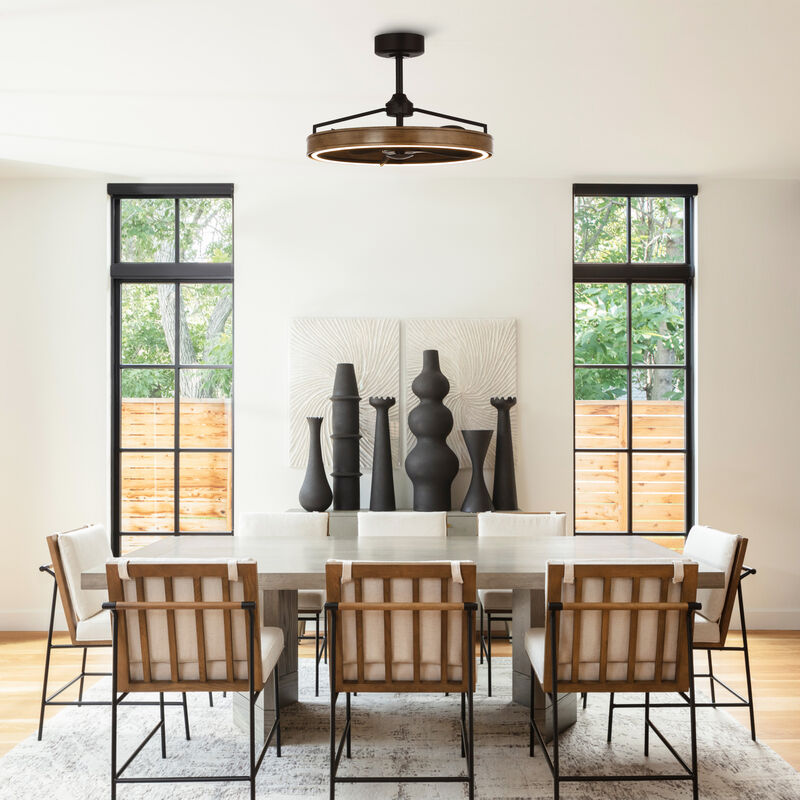 27" Farmhouse Brown LED Ceiling Fan with Remote Control