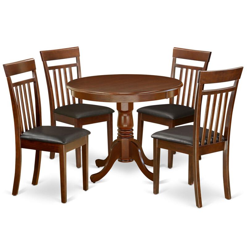 East West Furniture Dining Room Set Mahogany, ANCA5-MAH-LC