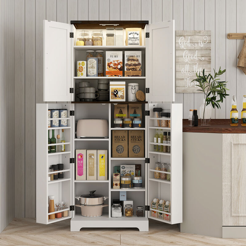 Hivvago Freestanding Kitchen Pantry Cabinet with Sensor LED image number 1