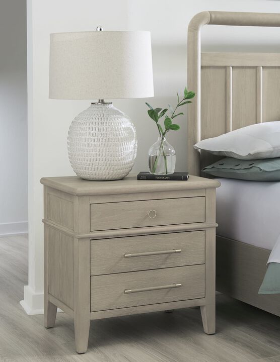 Camden Three Drawer Oak Wood Nightstand in Chai
