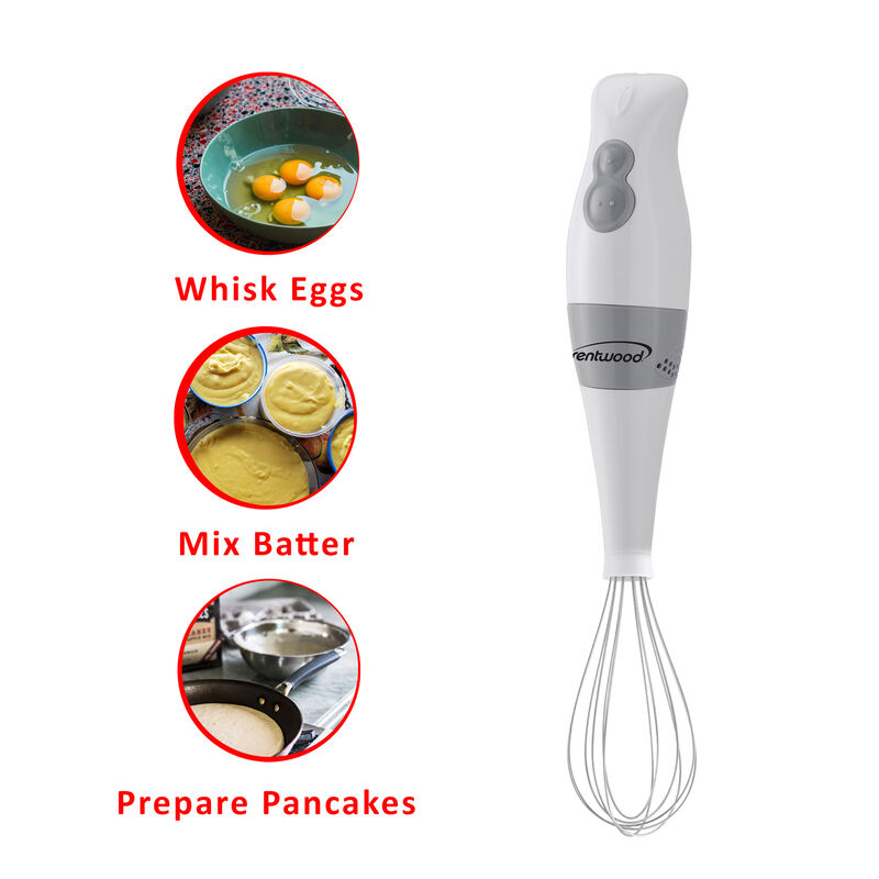 Brentwood HB-38W 2 Speed Hand Blender with Balloon Whisk in White