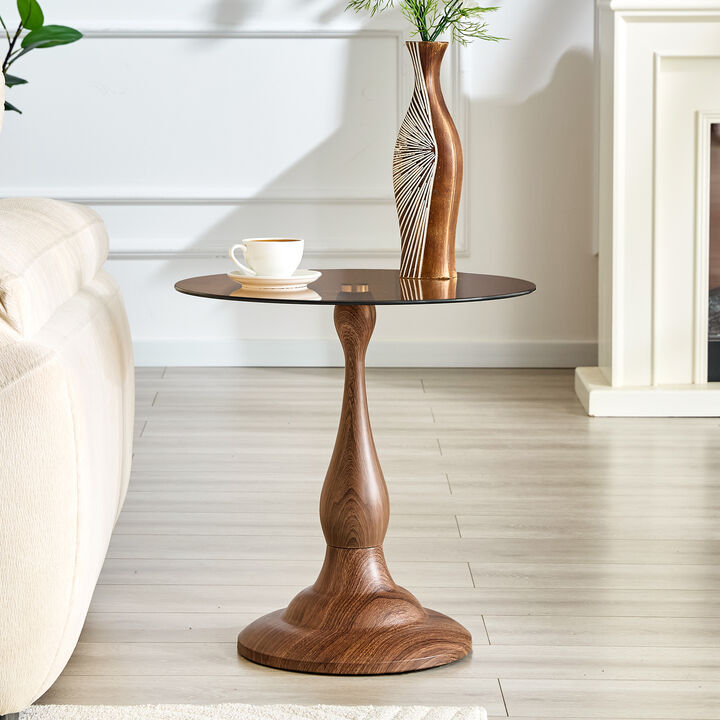 Whisen 20" Metal Side Table with Glass Top, Round Vintage End Table for Living Room Bedroom Outdoor