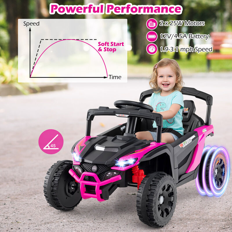 Kids 12V Electric UTV Ride On Car with LED Lights Music and Horn image number 3