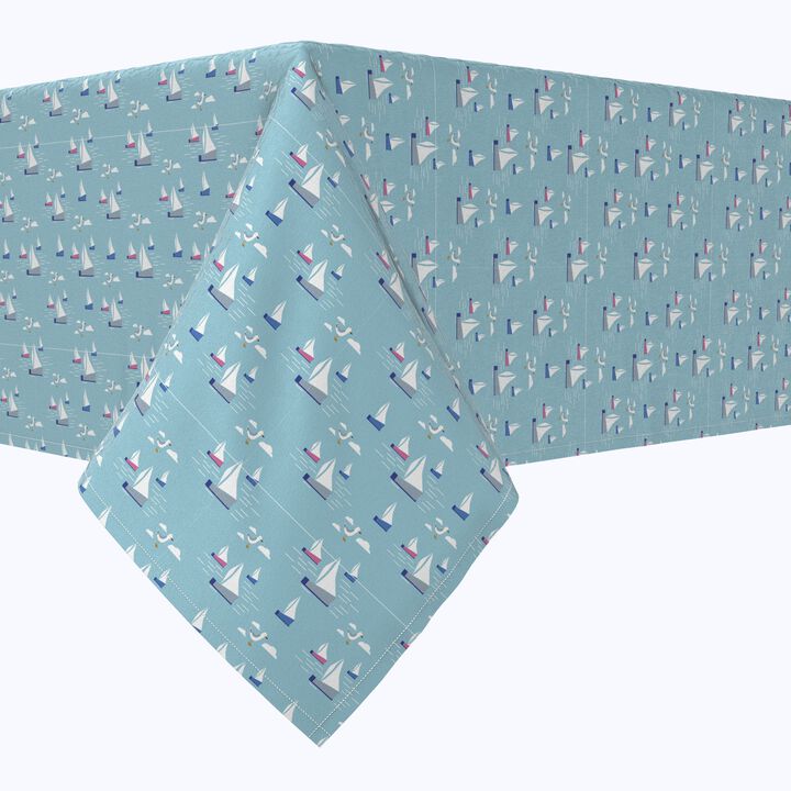 Fabric Textile Products, Inc. Square Tablecloth, 100% Cotton, Summertime Seagulls & Sailboats