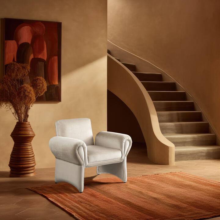 Meridian Furniture Fleurette Cream Velvet Accent Chair