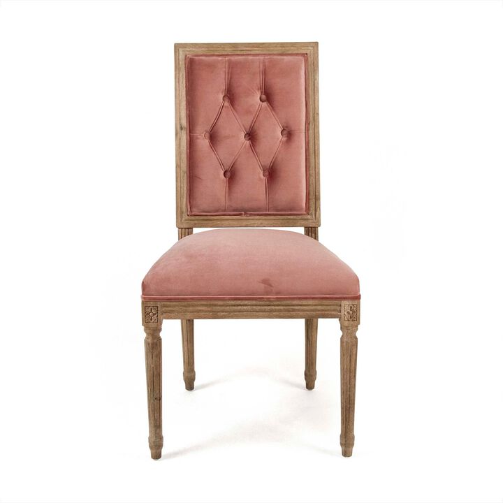 Rose Velvet Louis Side Chair