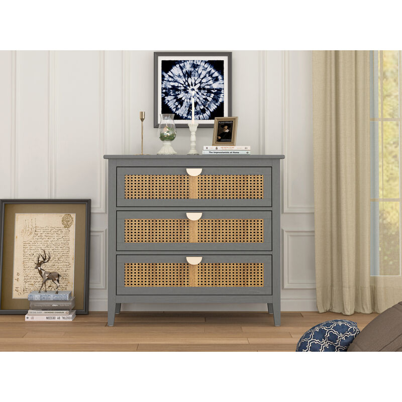 Streamdale 3-Drawer Rattan Cabinet