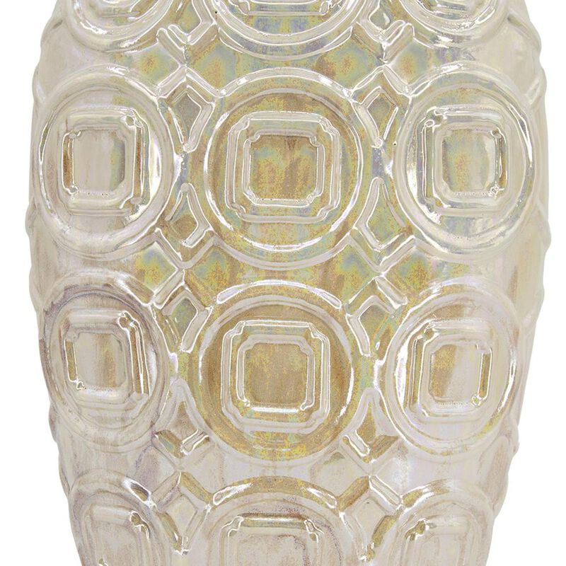 HomeRoots 20" Cream Geometric Ceramic Bud Table Vase image number 5