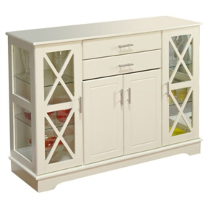 Elegant Wood Sideboard Buffet Cabinet with Glass Display Doors