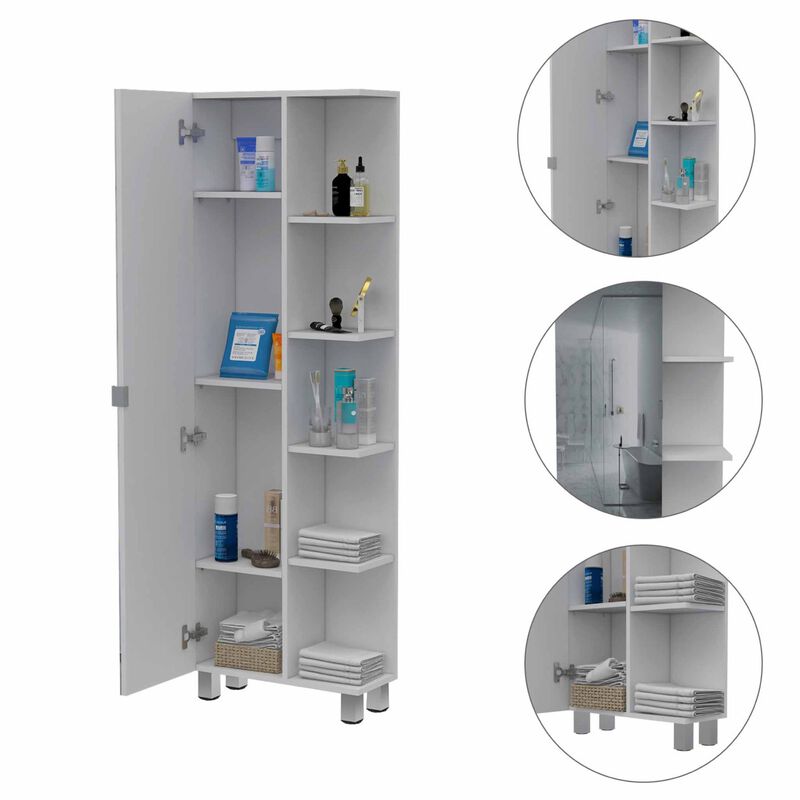 Streamdale Portland 5-Shelf Linen Cabinet With Mirror White image number 0