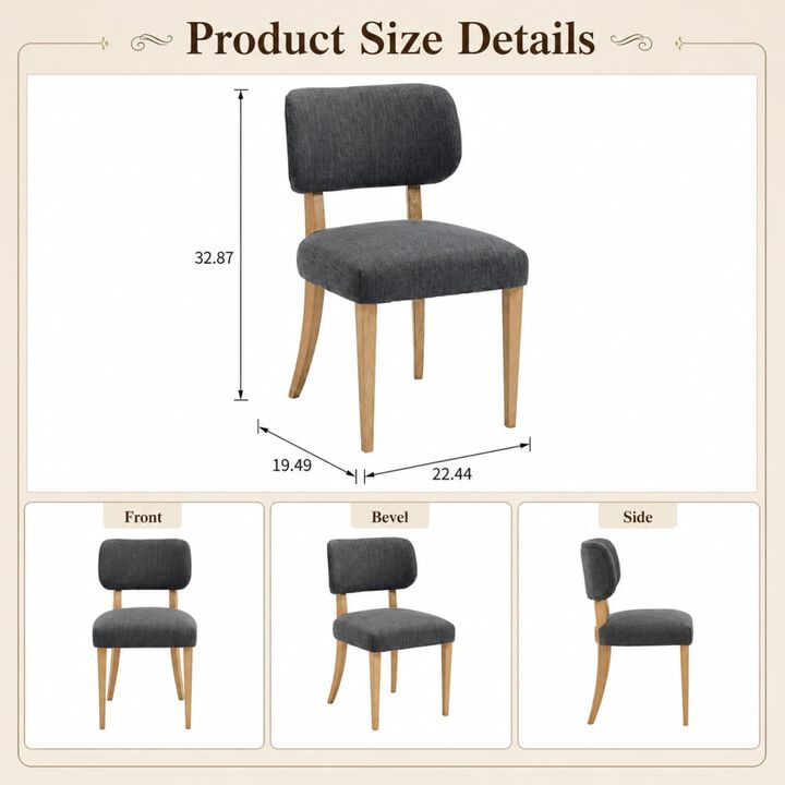GOODSILO Set of 2 Fabric Upholstered Wooden Dining Chairs, Mid-Century Modern Farmhouse Style for Kitchen, Dining Room & Small Spaces