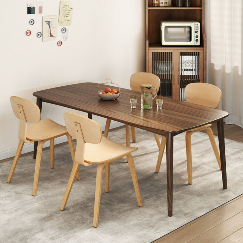Set of 4 Modern Dining Chairs with Wide Comfortable Seat Natural image number 1