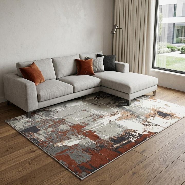 HomeRoots Abstract Power Loom Area Rug
