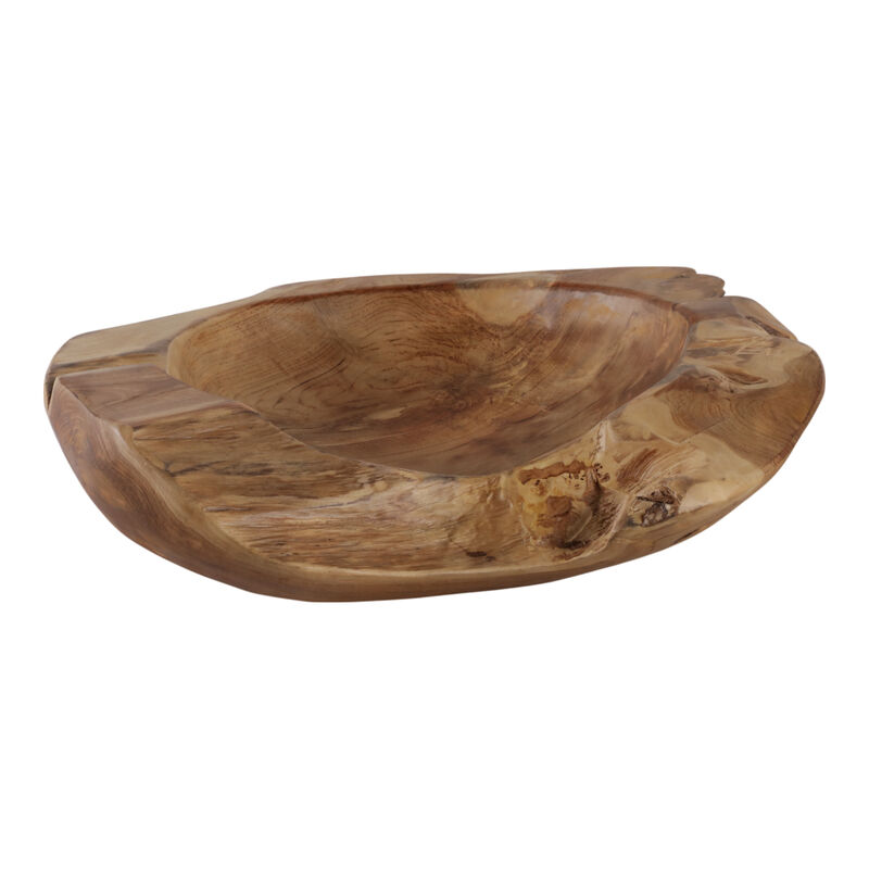 24x4" Teak Wood Low Bowl, Natural image number 0