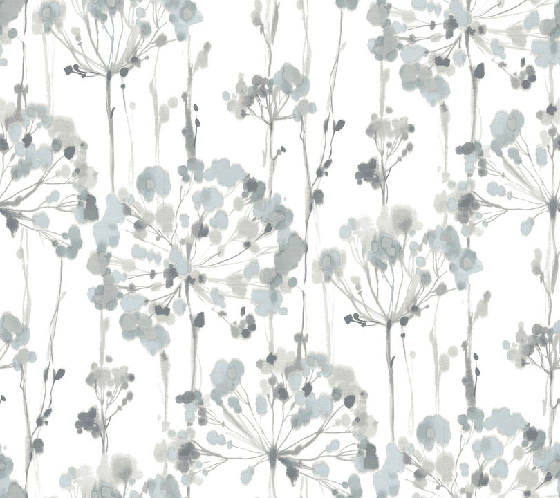 Flourish Sheer Blue & Grey Peel & Stick Wallpaper