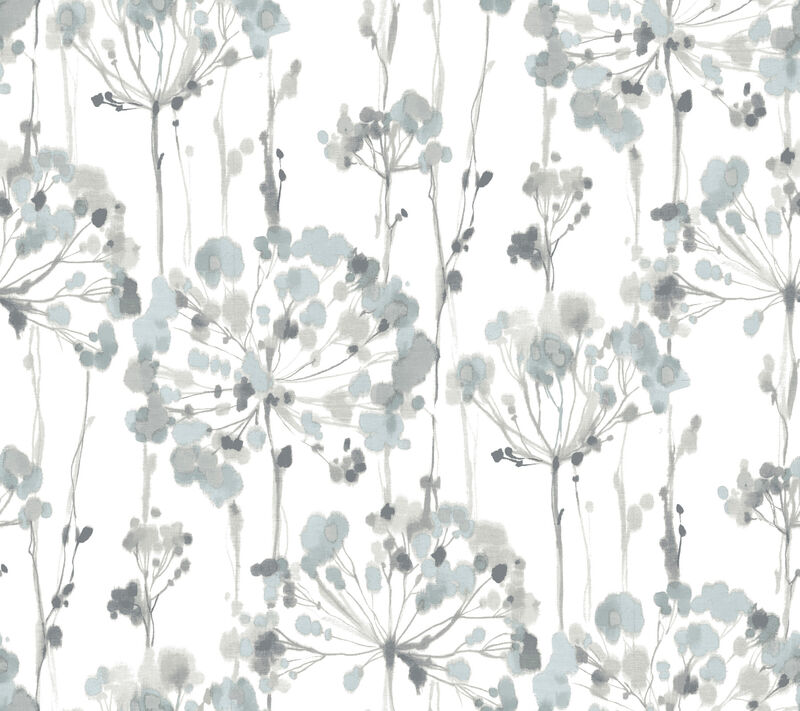 Flourish Sheer Blue & Grey Peel & Stick Wallpaper image number 0