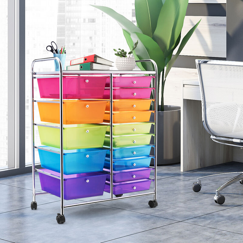 15-Drawer Utility Rolling Cart with Multi-Purpose Storage Drawers image number 6