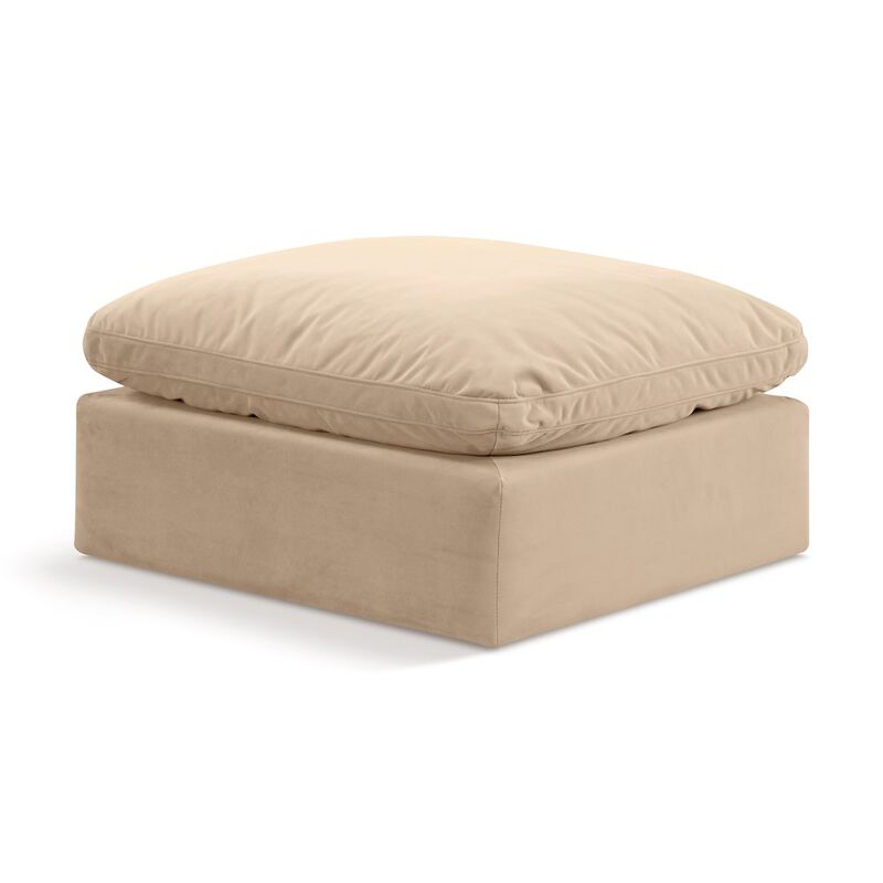 Meridian Furniture Indulge Linen Textured Fabric Ottoman