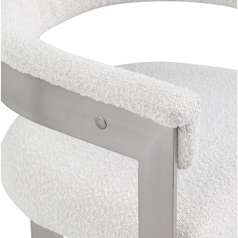 Meridian Furniture Romeo Cream Boucle Fabric Dining Chair, Set of 2