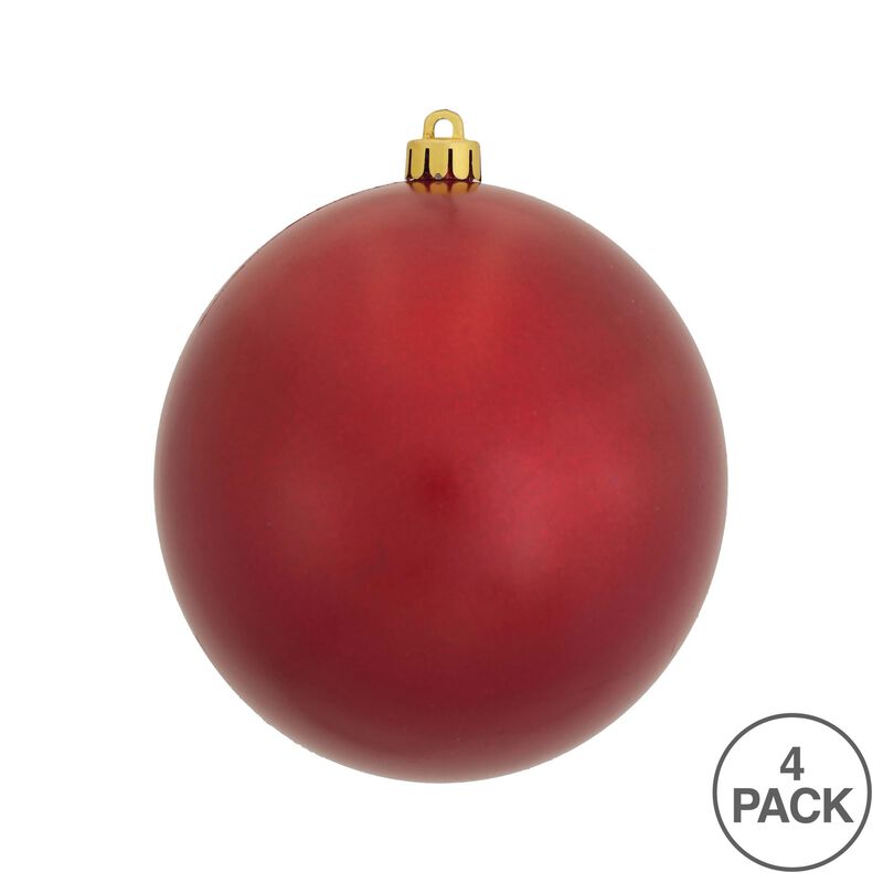 Vickerman 4.75 Candy Finish Shatterproof Christmas Ball Ornament, UV Resistant with Drilled Cap, 4 per Bag, Red image number 2
