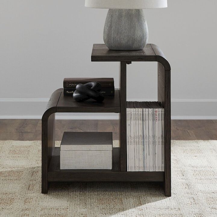 Liberty Furniture Living Room End Table Transitional Rounded Waterfall Edge - Espresso Oak Wood