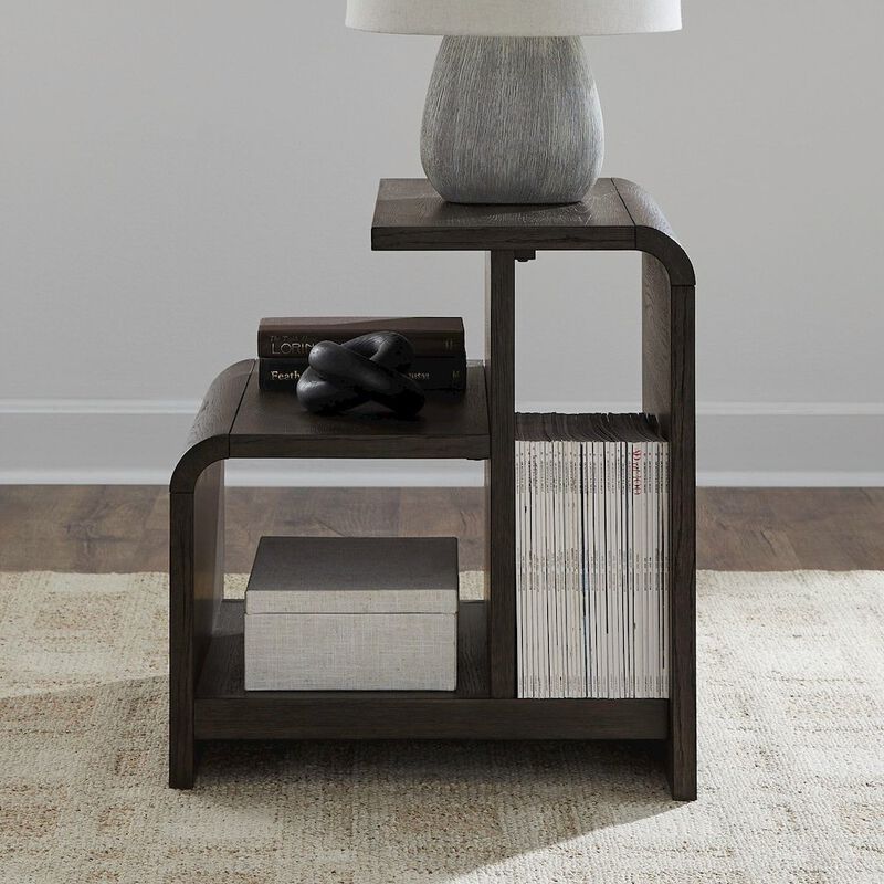 Liberty Furniture Living Room End Table Transitional Rounded Waterfall Edge - Espresso Oak Wood image number 1