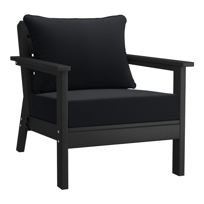 WestinTrends Outdoor Modern HDPE Patio Club Chairs with Deep Seat Cushions (Set of 2)