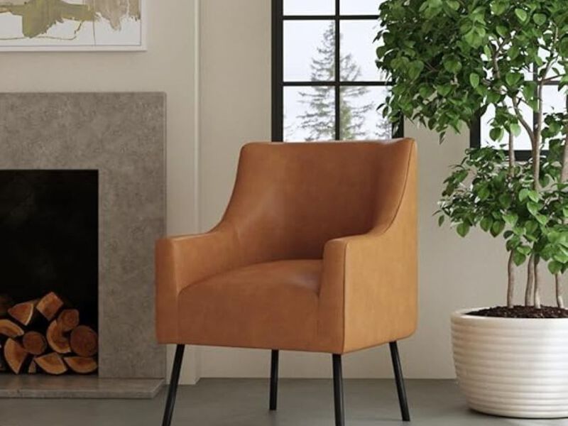 Accent Chair &ndash; Modern Faux Leather Armchair for Living Room or Offic image number 2