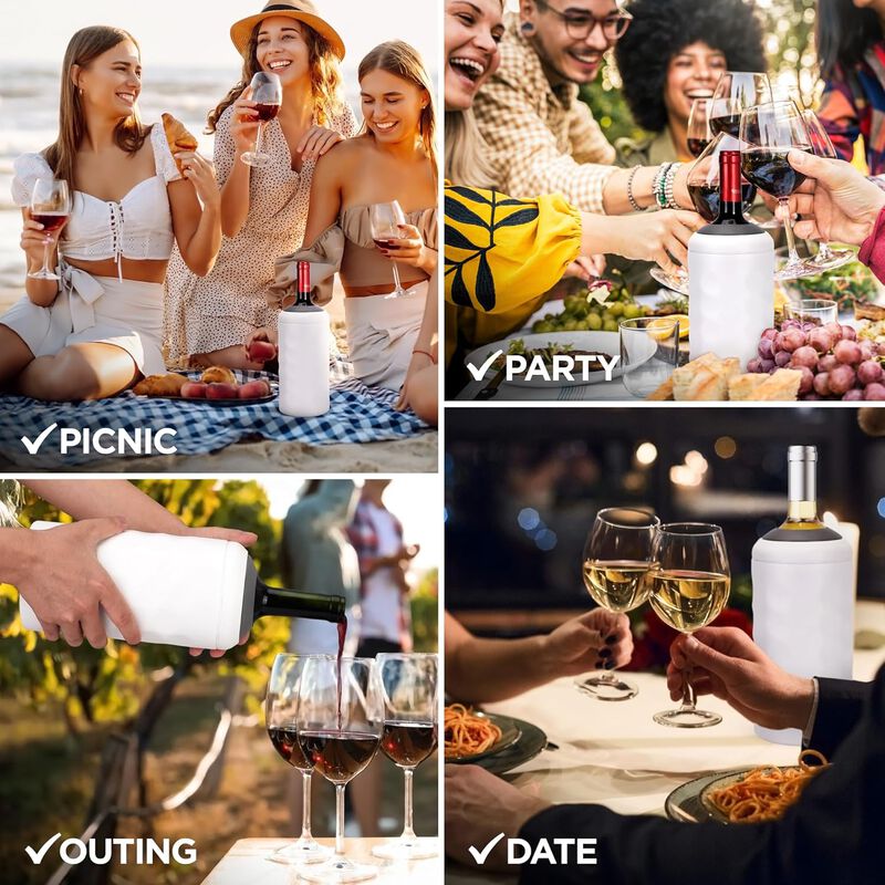 UMIEN | Premium Double Walled Wine Bottle Chiller | 750 mL Vacuum Insulated Wine Cooler