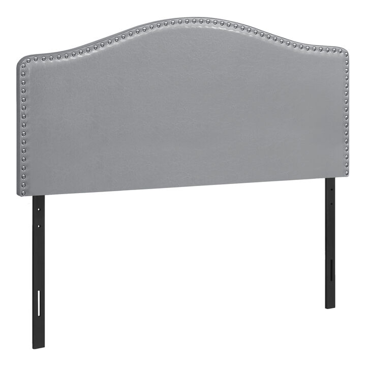 Monarch Specialties I 6011F Bed, Headboard Only, Full Size, Bedroom, Upholstered, Pu Leather Look, Grey, Transitional