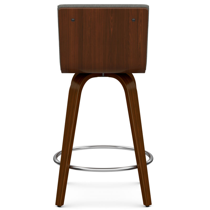 Roland Mid-Century Modern 24 inch Swivel Counter Height Stool in Grey Linen Look Fabric image number 3